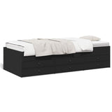 Day bed with drawers without mattress black 100x200 cm