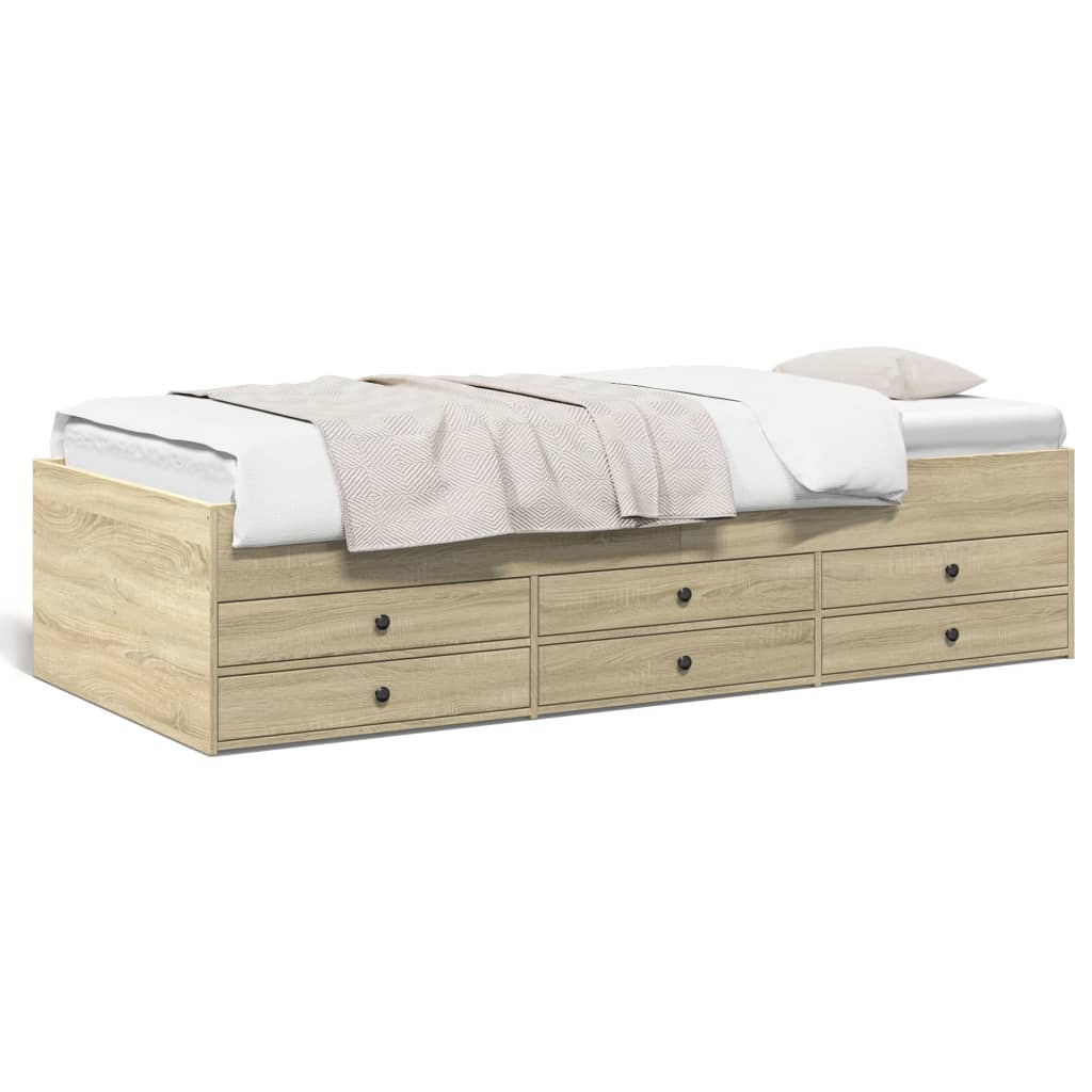 Day bed with drawers without mattress sonoma oak 100x200 cm