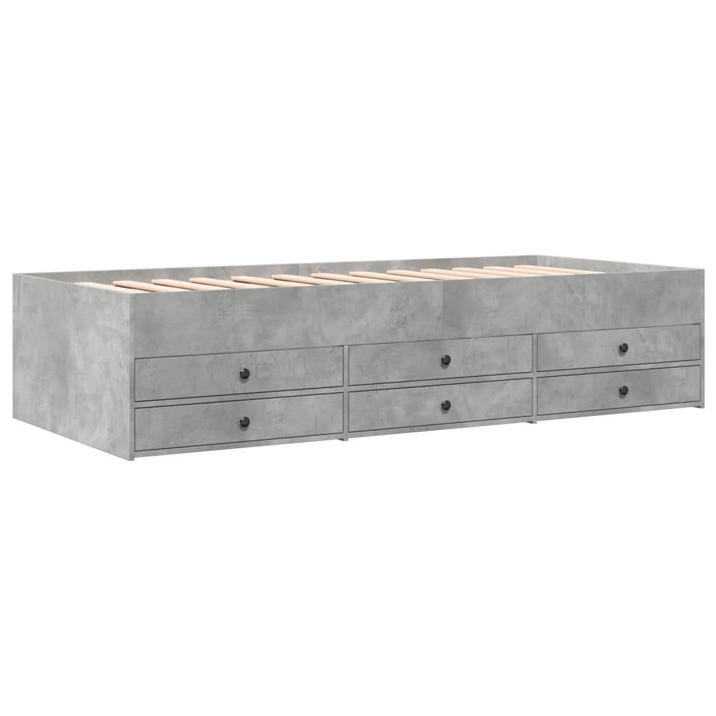 Day bed with drawers without mattress concrete gray 100x200 cm