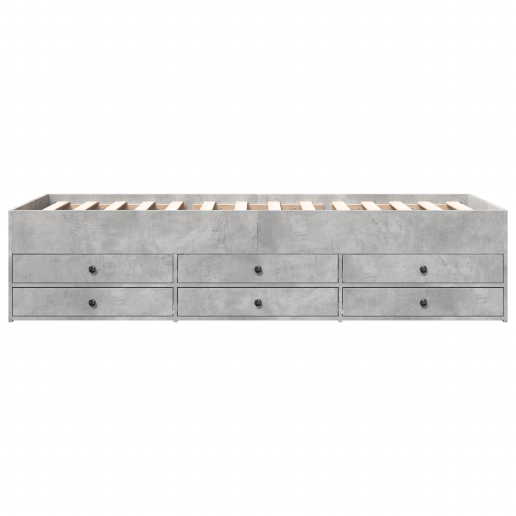 Day bed with drawers without mattress concrete gray 100x200 cm