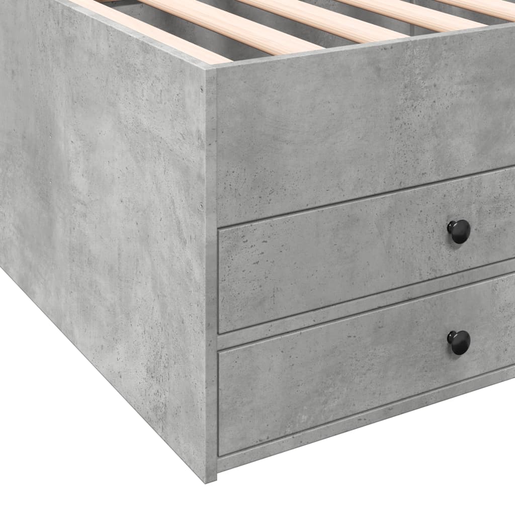 Day bed with drawers without mattress concrete gray 100x200 cm