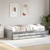 Day bed with drawers without mattress concrete gray 100x200 cm