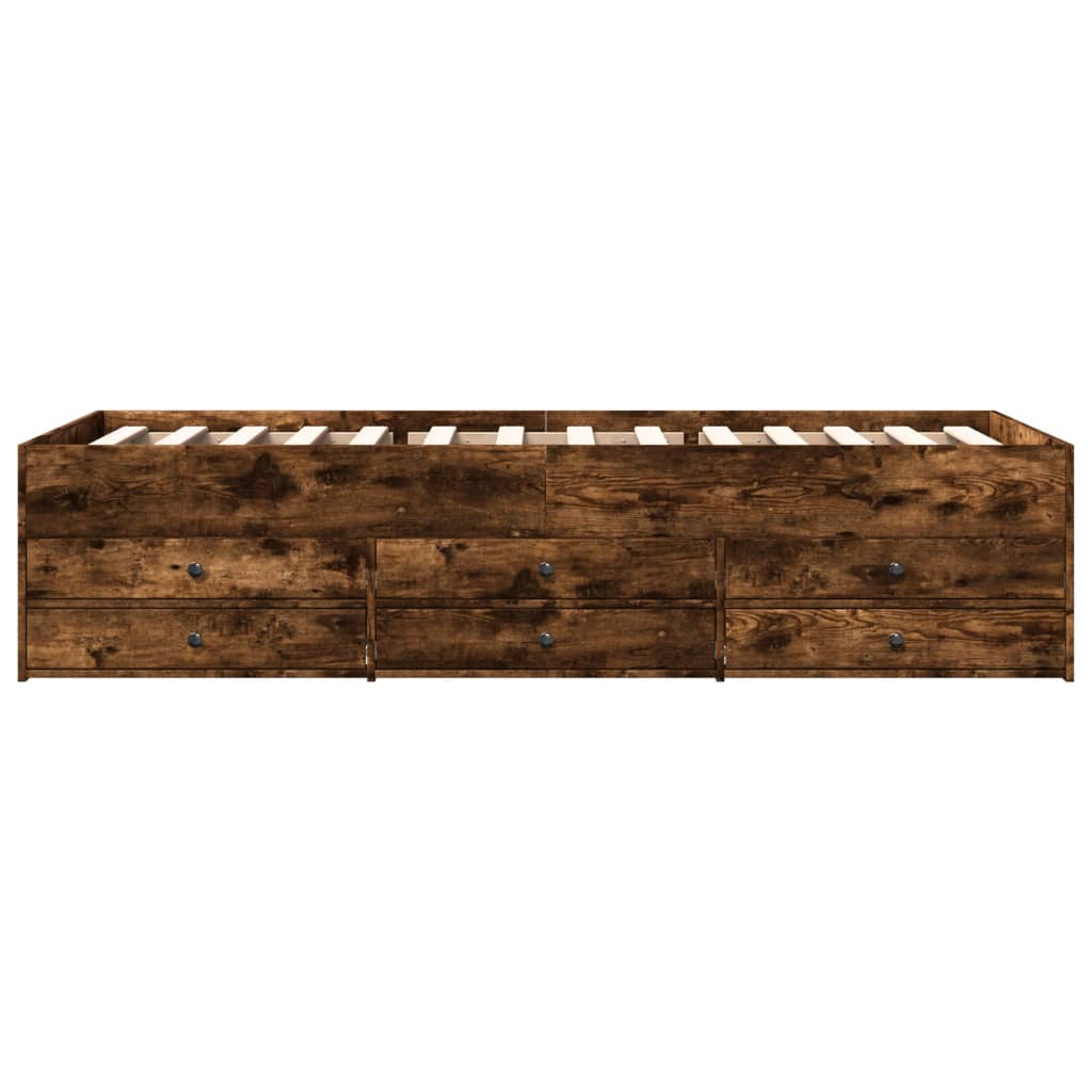 Day bed with drawers without mattress smoked oak 100x200 cm