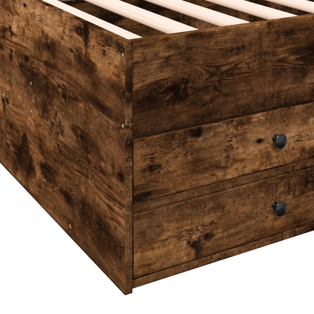 Day bed with drawers without mattress smoked oak 100x200 cm