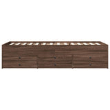 Day bed with drawers without mattress brown oak 100x200 cm