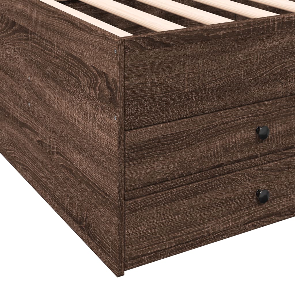 Day bed with drawers without mattress brown oak 100x200 cm