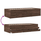 Day bed with drawers without mattress brown oak 100x200 cm