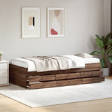 Day bed with drawers without mattress brown oak 100x200 cm