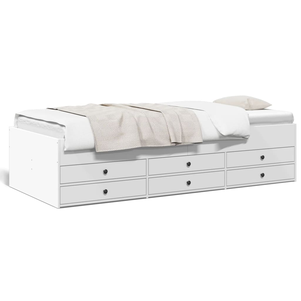 Day bed with drawers without mattress white 90x200 cm