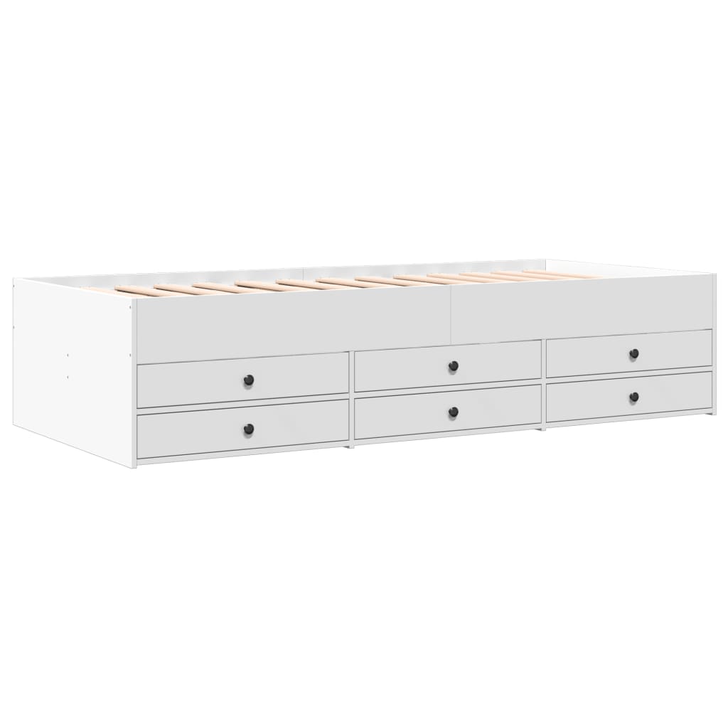 Day bed with drawers without mattress white 90x200 cm