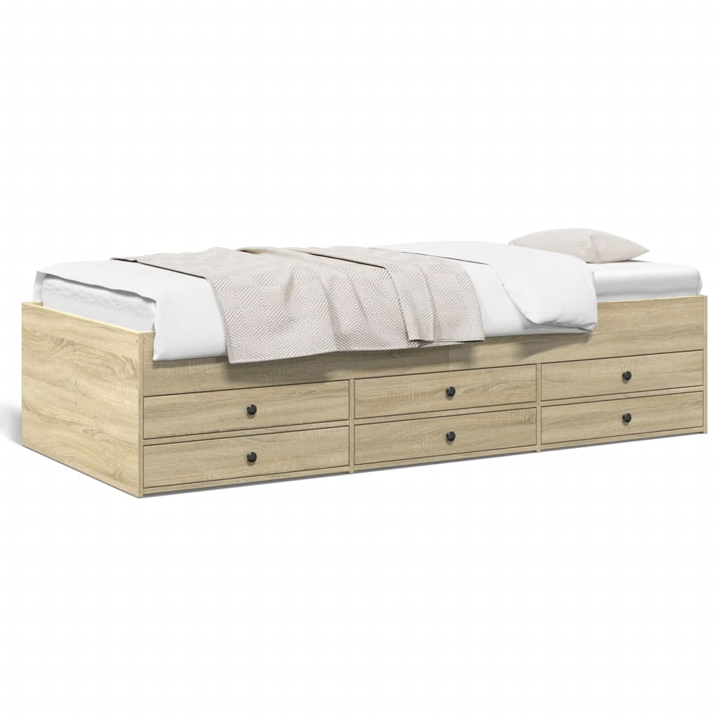 Day bed with drawers without mattress sonoma oak 90x200 cm