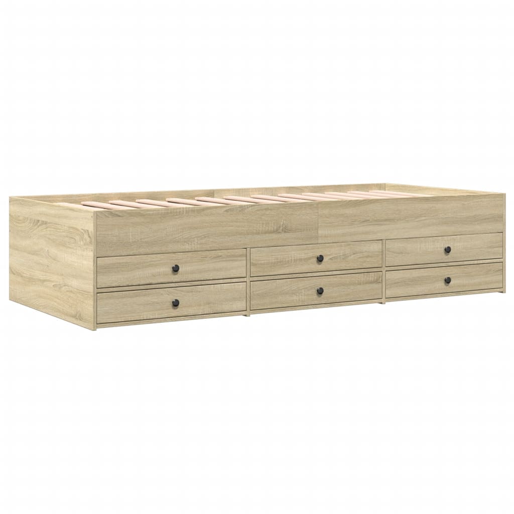 Day bed with drawers without mattress sonoma oak 90x200 cm