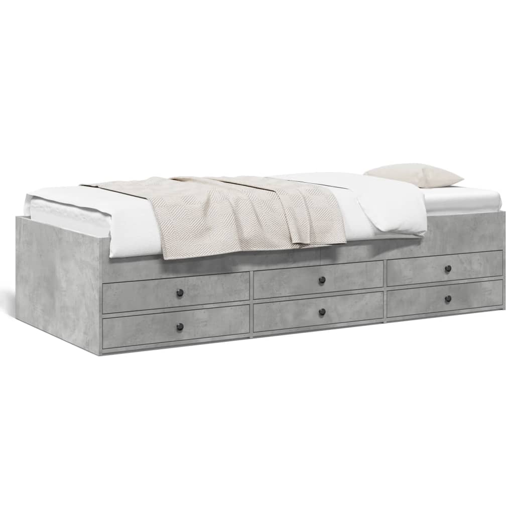 Day bed with drawers without mattress concrete gray 90x200 cm