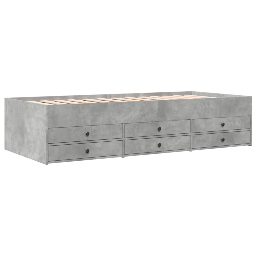 Day bed with drawers without mattress concrete gray 90x200 cm