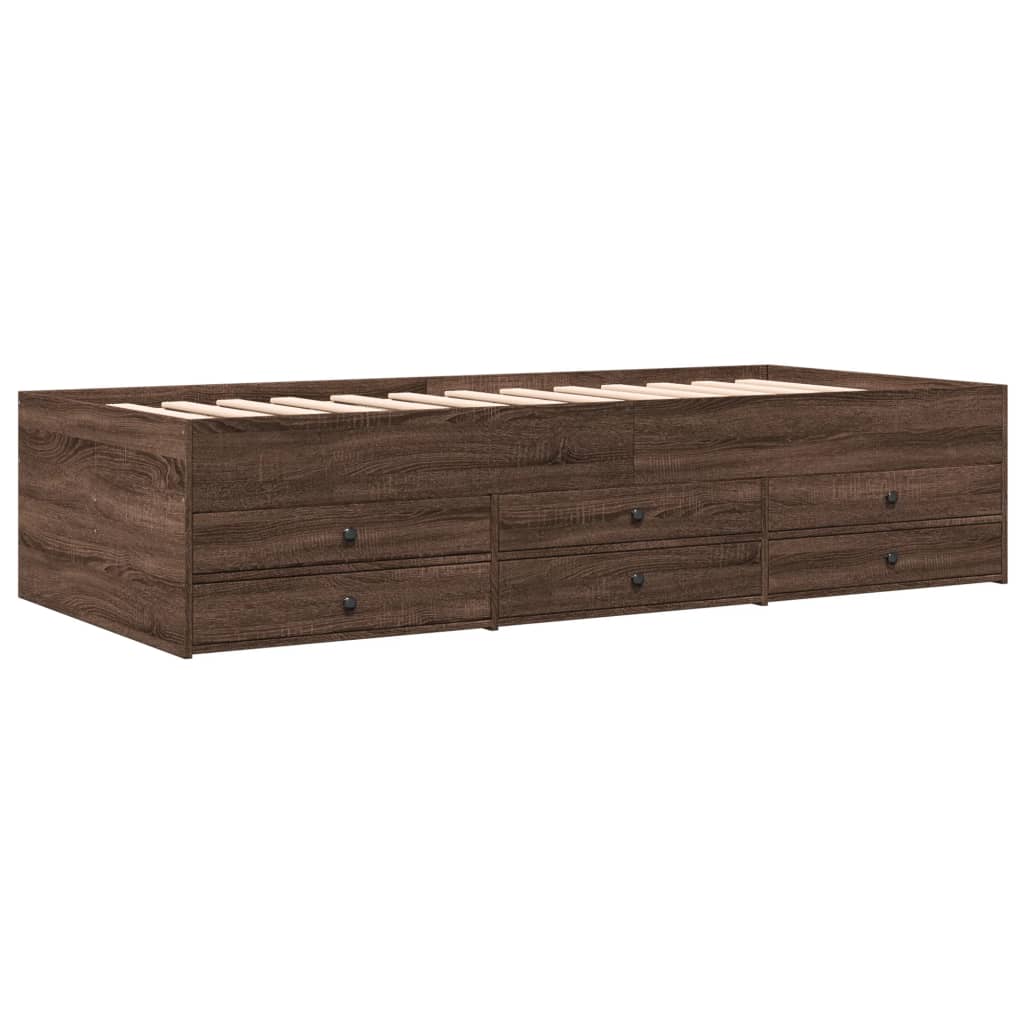 Day bed with drawers without mattress brown oak 90x200 cm