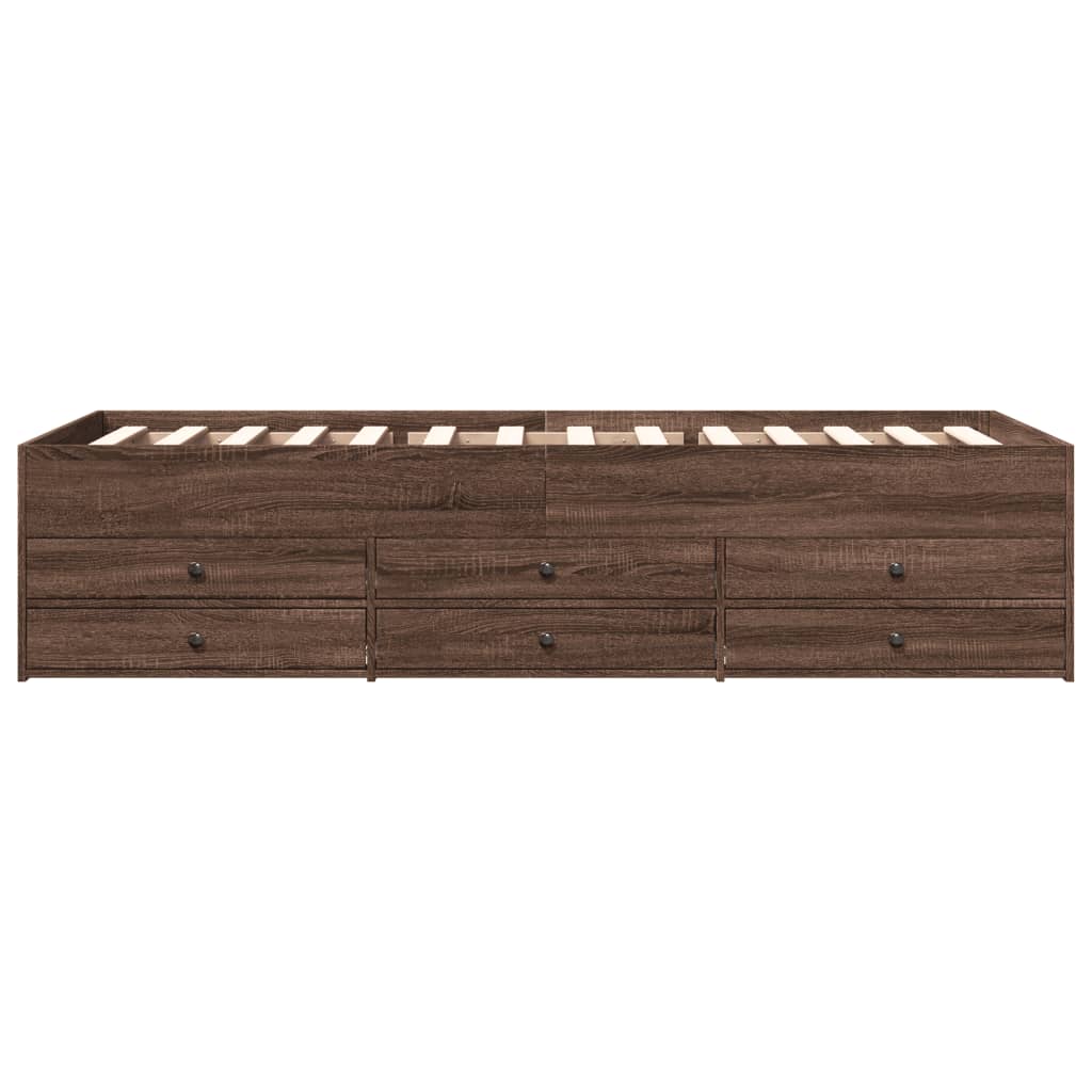 Day bed with drawers without mattress brown oak 90x200 cm