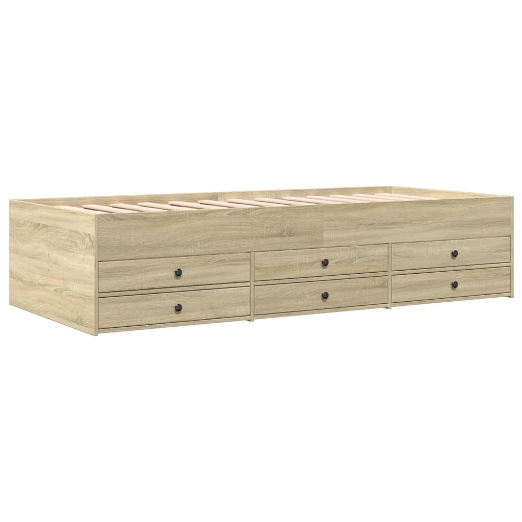 Day bed with drawers without mattress sonoma oak 90x190 cm