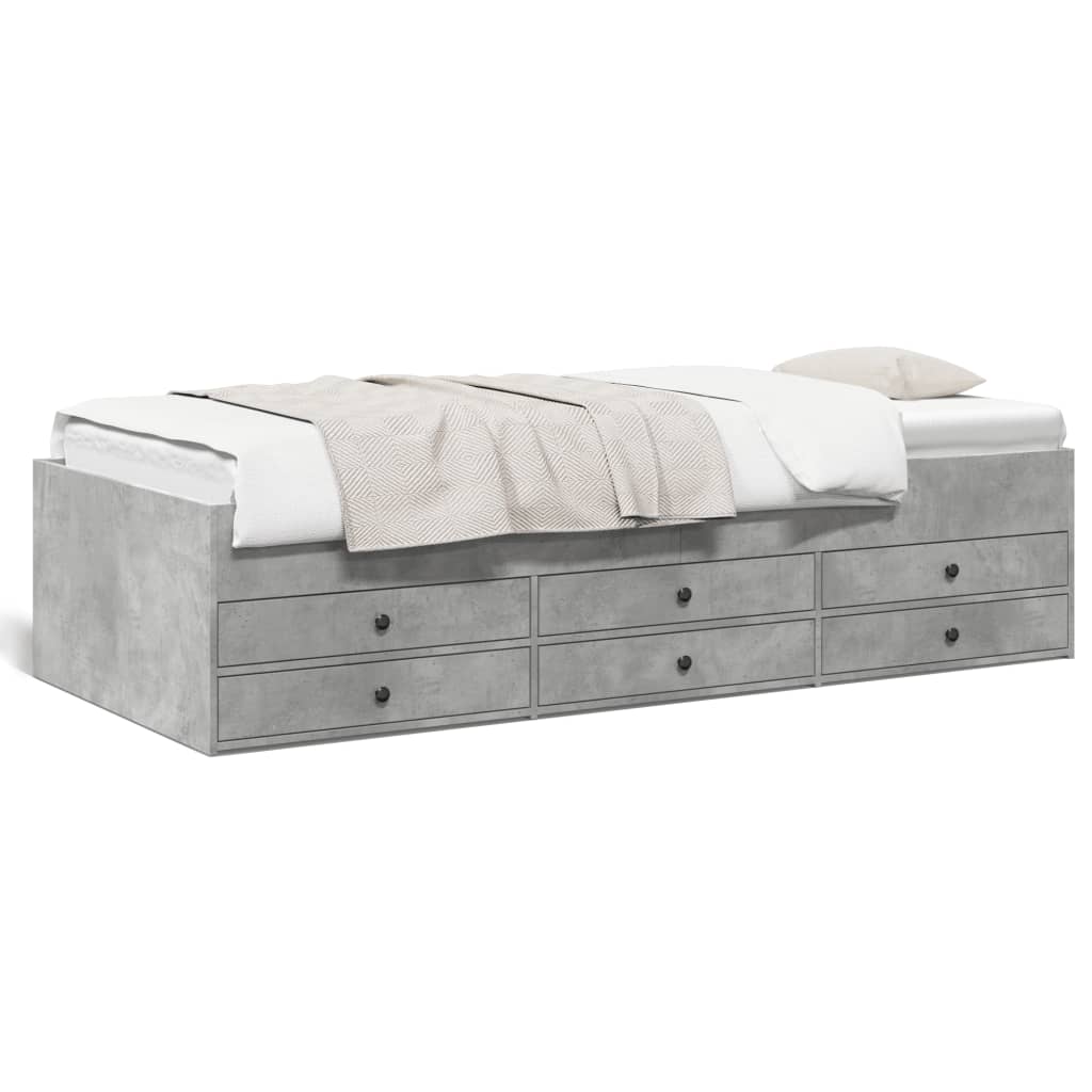 Day bed with drawers without mattress concrete gray 90x190 cm