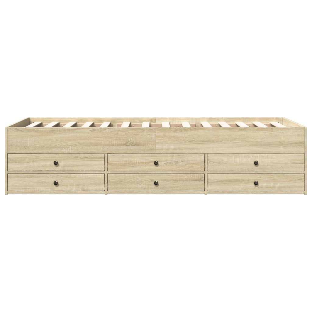 Day bed with drawers without mattress sonoma oak 75x190 cm