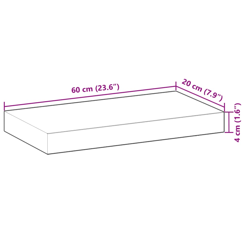 Étagères flottantes 2 pcs 60x20x4 cm acacia massif non traité