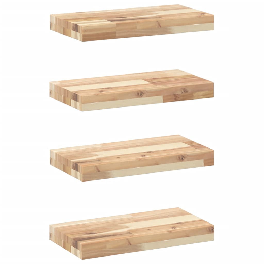 Étagères flottantes 4 pcs 60x20x4 cm acacia massif non traité