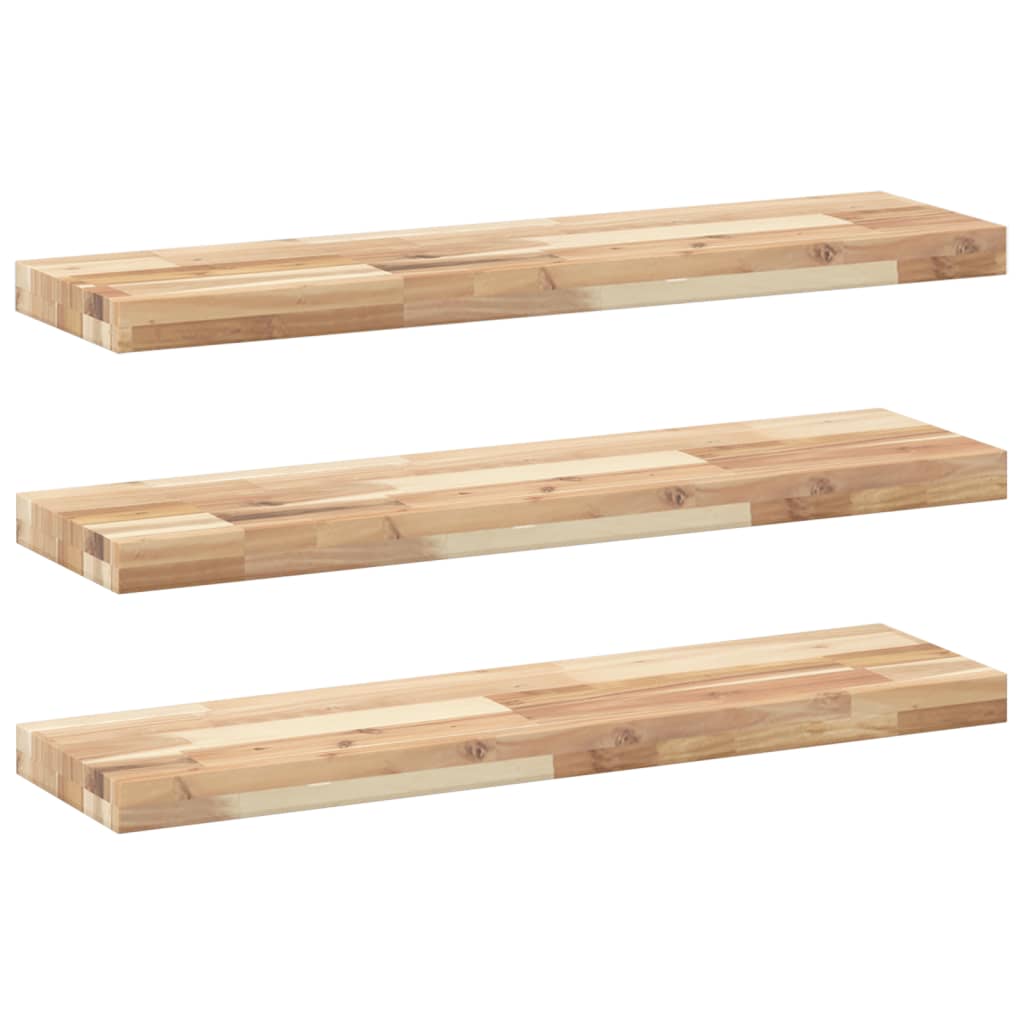 Étagères flottantes 3 pcs 80x20x4 cm acacia massif non traité