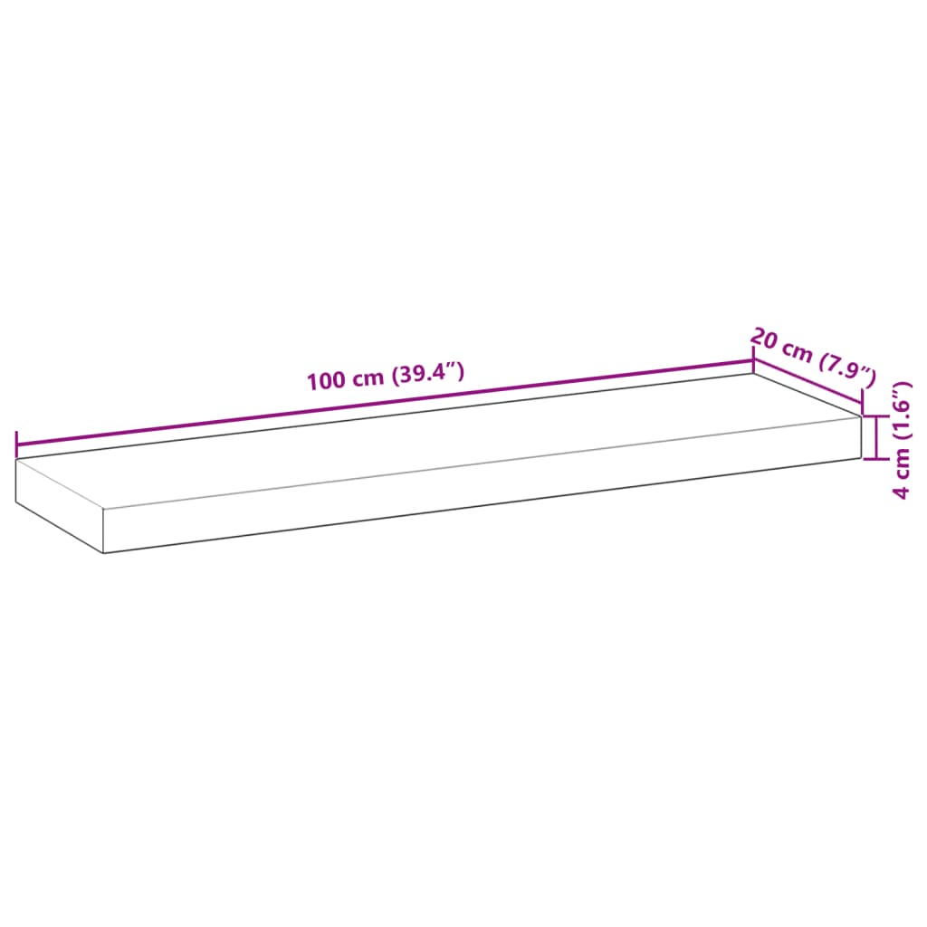 Étagères flottantes 2 pcs 100x20x4 cm acacia massif non traité