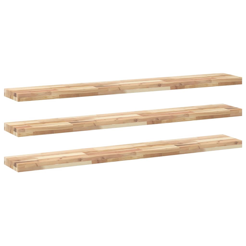 Étagères flottantes 3 pcs 120x20x4 cm acacia massif non traité