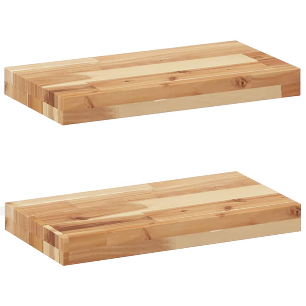 Étagères flottantes 2 pcs 60x20x4 cm acacia massif à l'huile