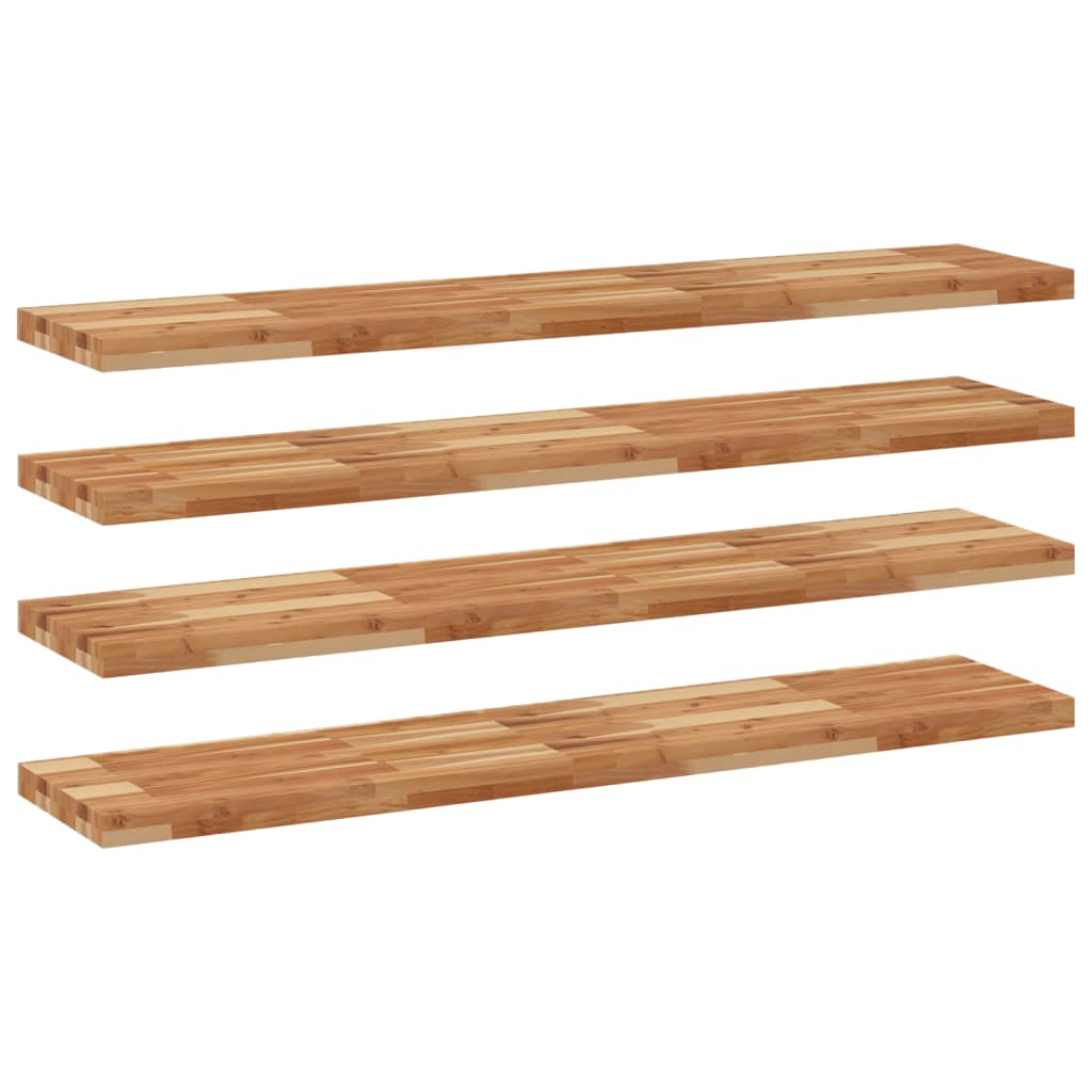 Étagères flottantes 4 pcs 140x30x4 cm acacia massif à l'huile