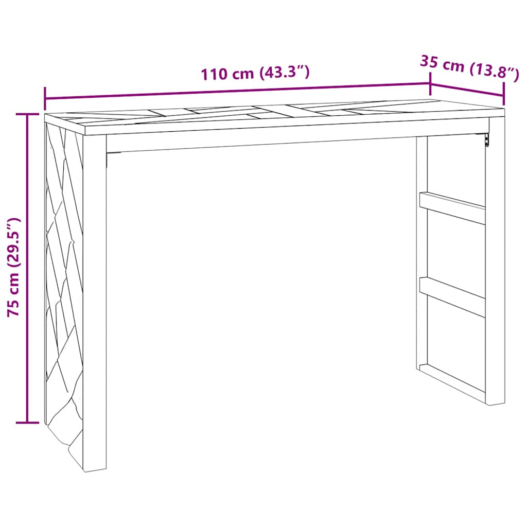 Konsolentisch 110x35x75 cm aus massivem Akazienholz