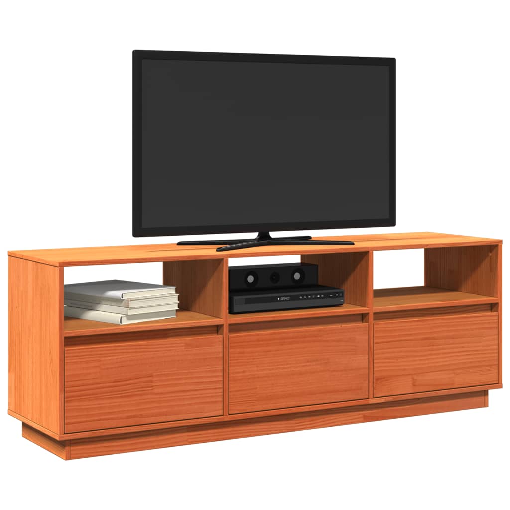 Meuble TV cire marron 140x37x50 cm bois pin massif