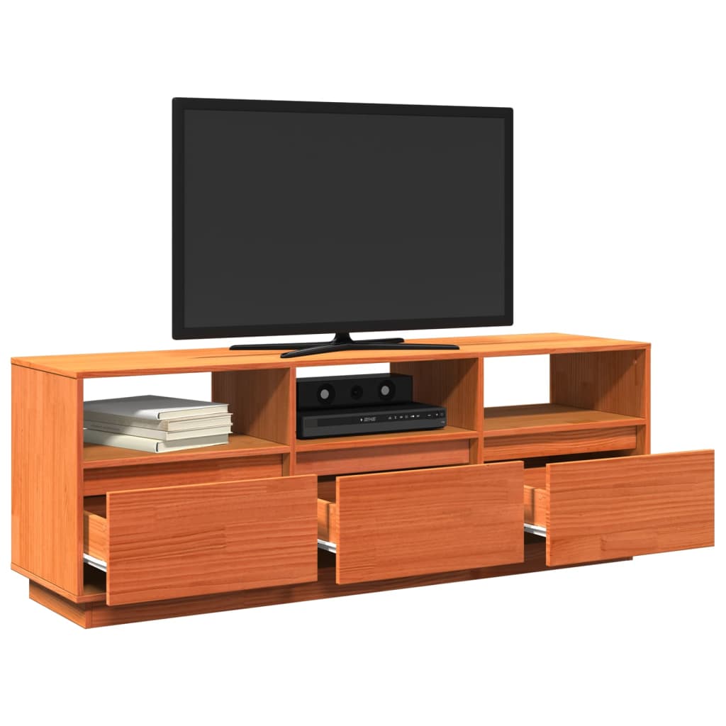 Meuble TV cire marron 140x37x50 cm bois pin massif