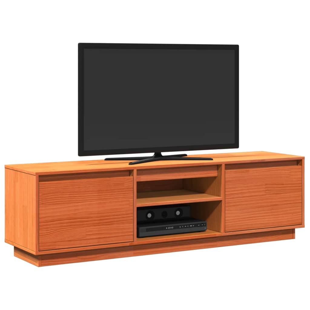 Meuble TV cire marron 140x35x40 cm bois pin massif