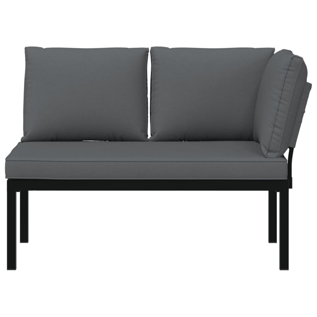 Banc de jardin avec coussins noir aluminium