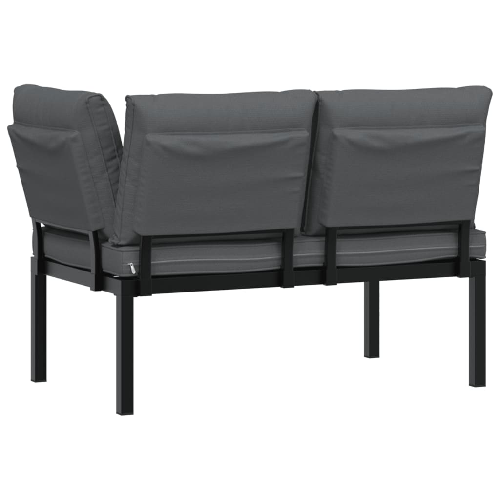 Banc de jardin avec coussins noir aluminium