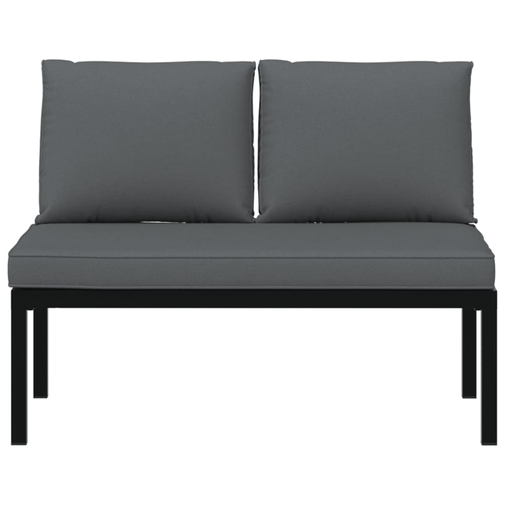 Banc de jardin avec coussins noir aluminium