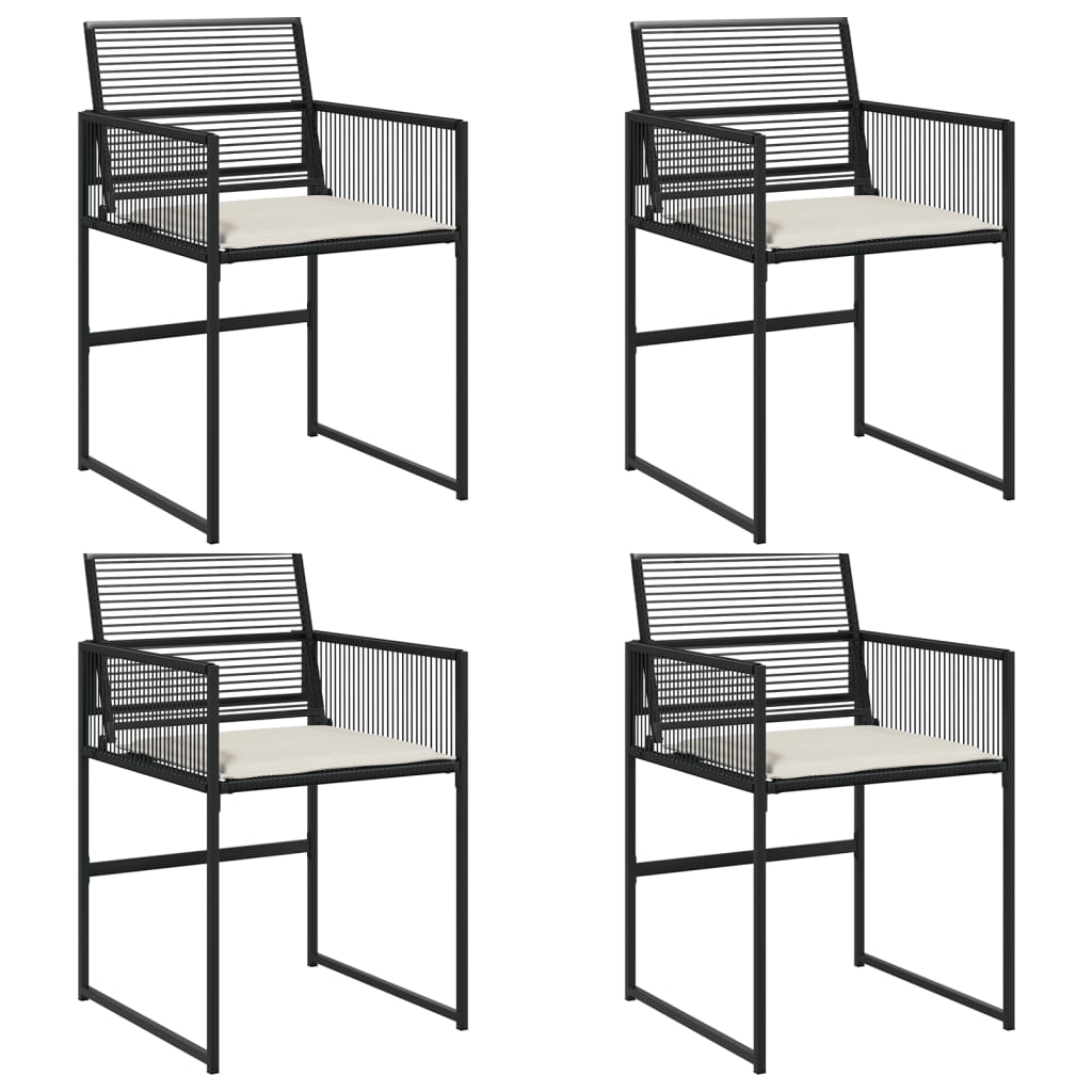 Chaises de jardin lot de 4 avec coussins noir résine tressée