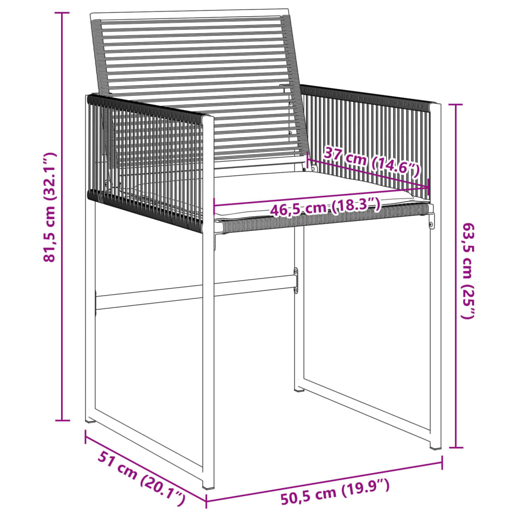 Chaises de jardin lot de 4 avec coussins noir résine tressée