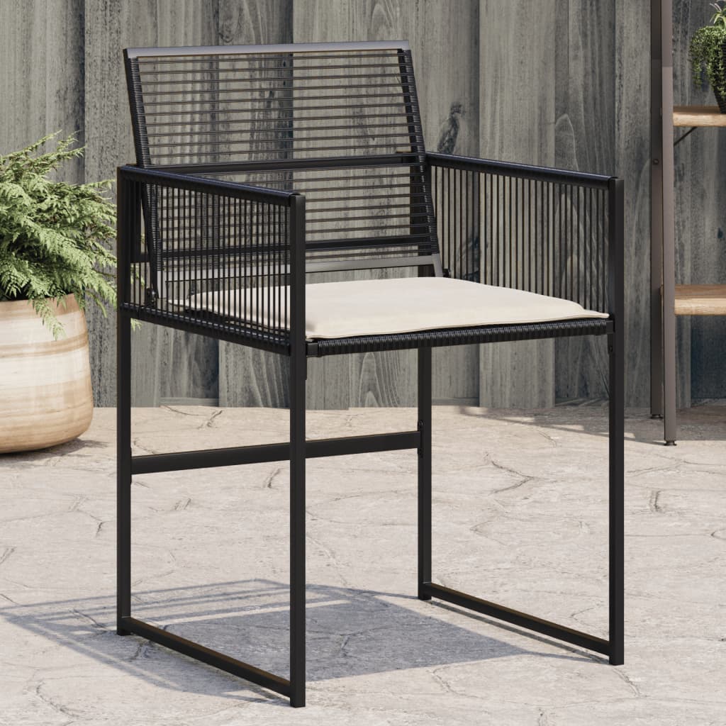 Chaises de jardin lot de 4 avec coussins noir résine tressée