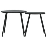 Tables basses de jardin 2pcs rondes noir acier enduit de poudre