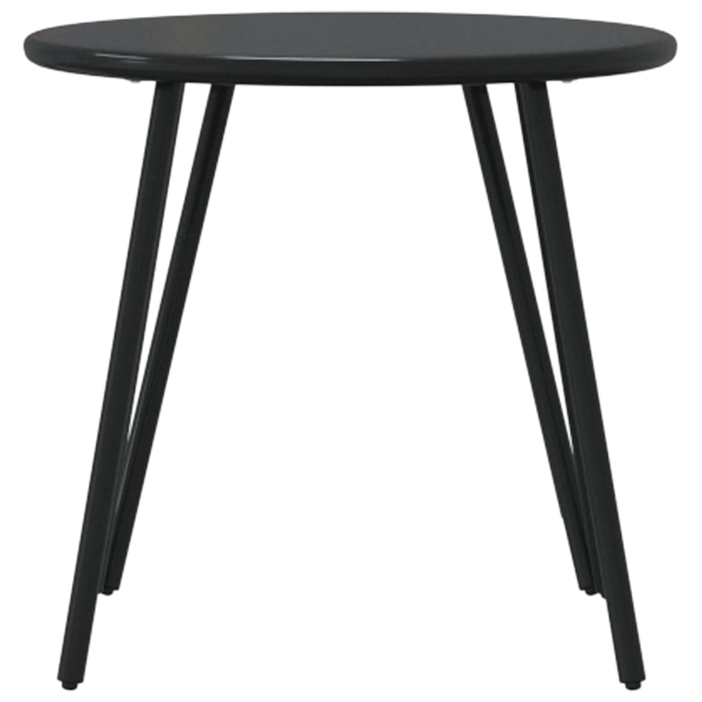 Tables basses de jardin 2pcs rondes noir acier enduit de poudre