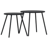 Tables basses de jardin 2pcs rondes noir acier enduit de poudre