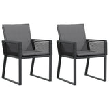 Chaises de jardin avec coussins lot de 2 noir résine tressée