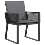 Chaises de jardin lot de 4 avec coussins noir résine tressée