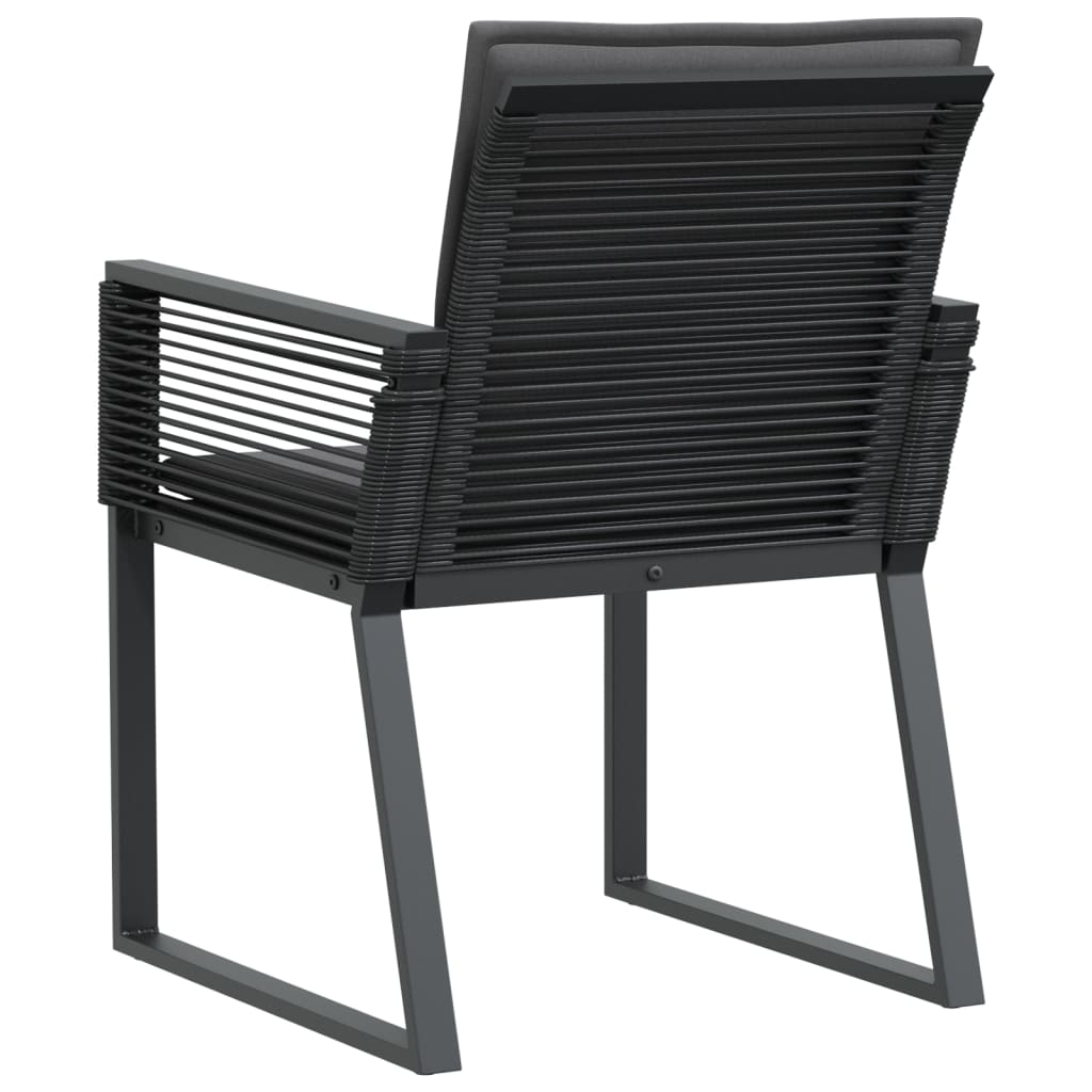 Chaises de jardin lot de 4 avec coussins noir résine tressée