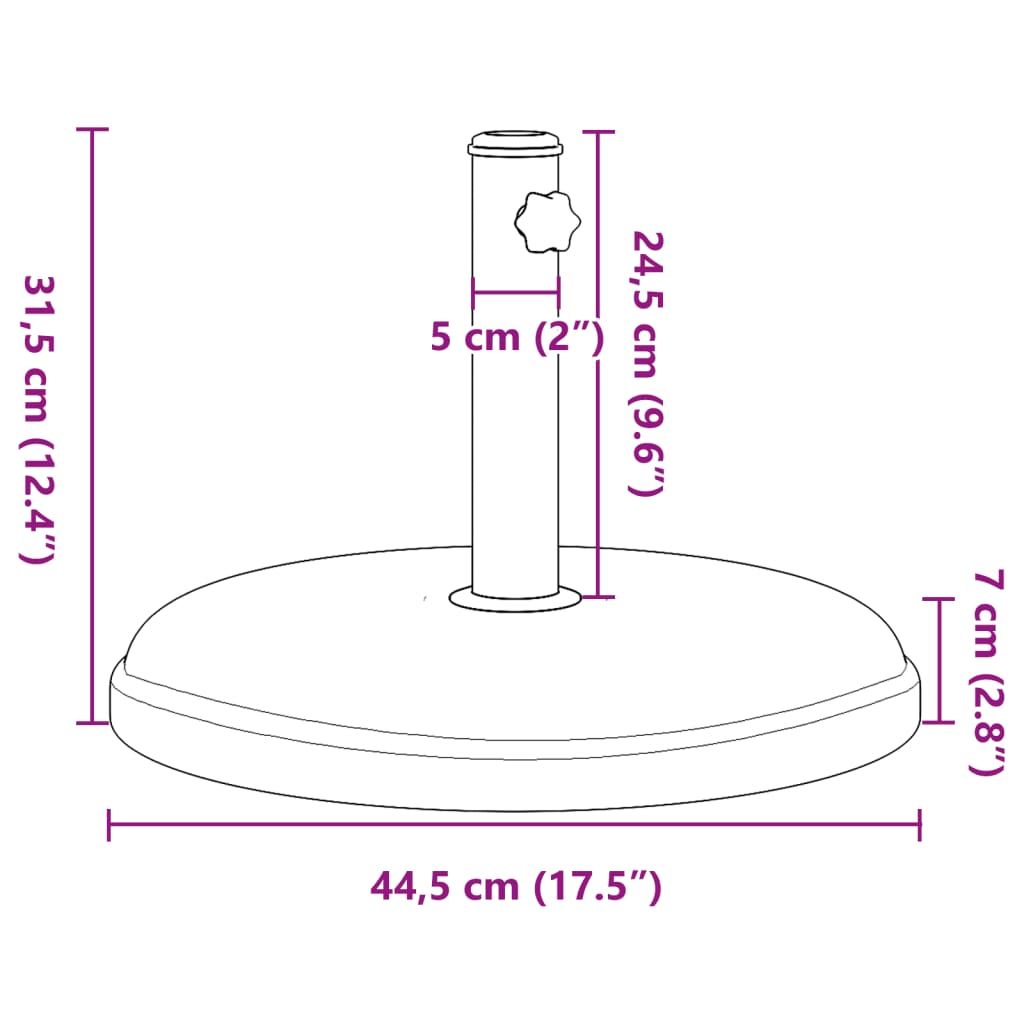 Parasol base for masts Ø32/35/38 mm 15 kg round