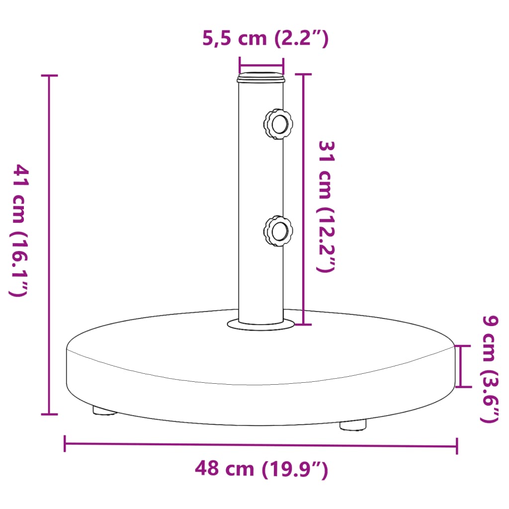 Base de parasol pour mâts Ø32/38/48 mm 25 kg rond