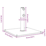 Base de parasol pour mâts Ø32/38/48 mm 17 kg carré