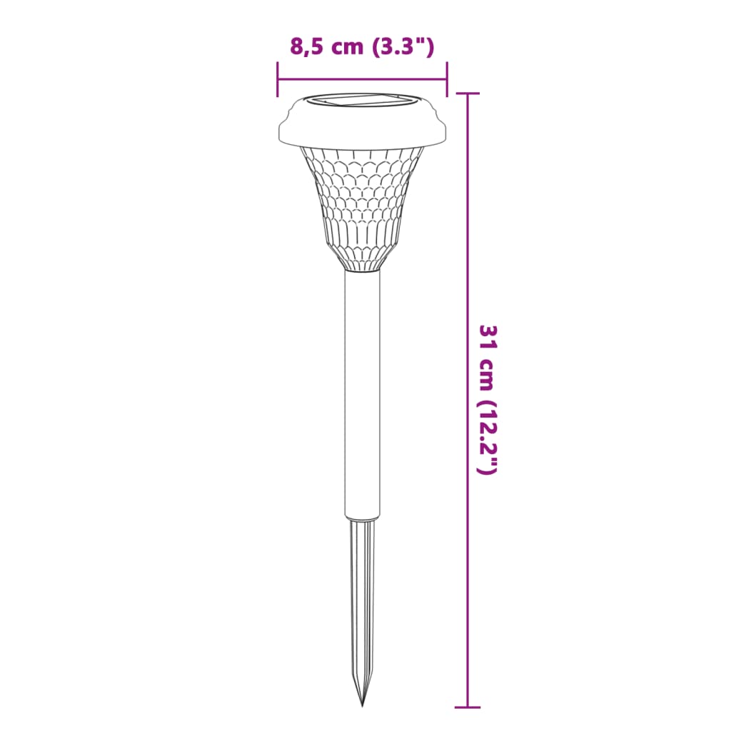 Lampes solaires d'allées et piquets de sol 12 pcs blanc